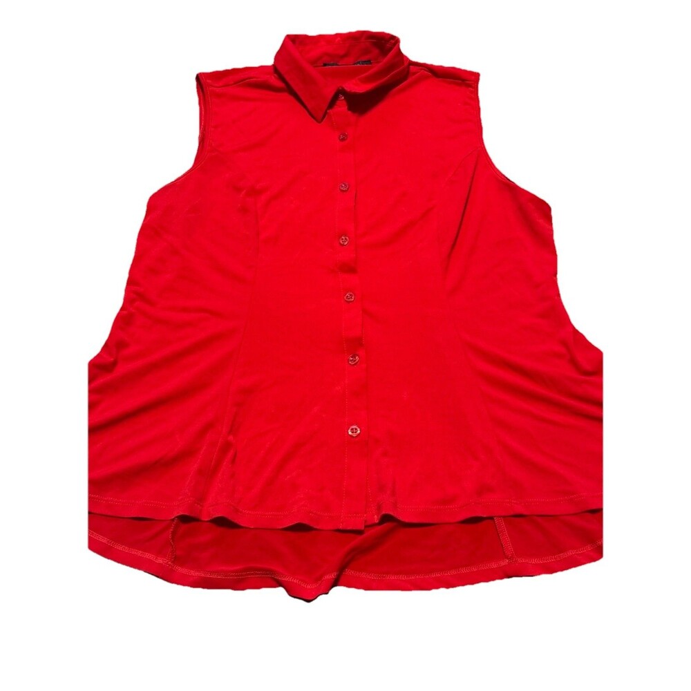 Knapp Studio Womens RedSleeveless Button Down Blouse Size L